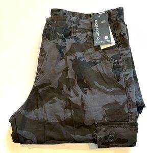 Men's Black Camouflage Cargo Pants, Size 38 but are smaller make, new with tags